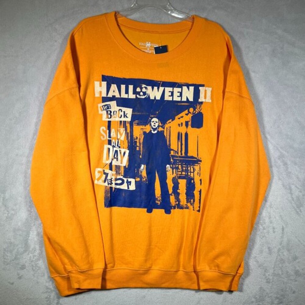 Universal Studios Sweatshirt Womens 2X Orange Halloween ll‎ Michael Myers Horror